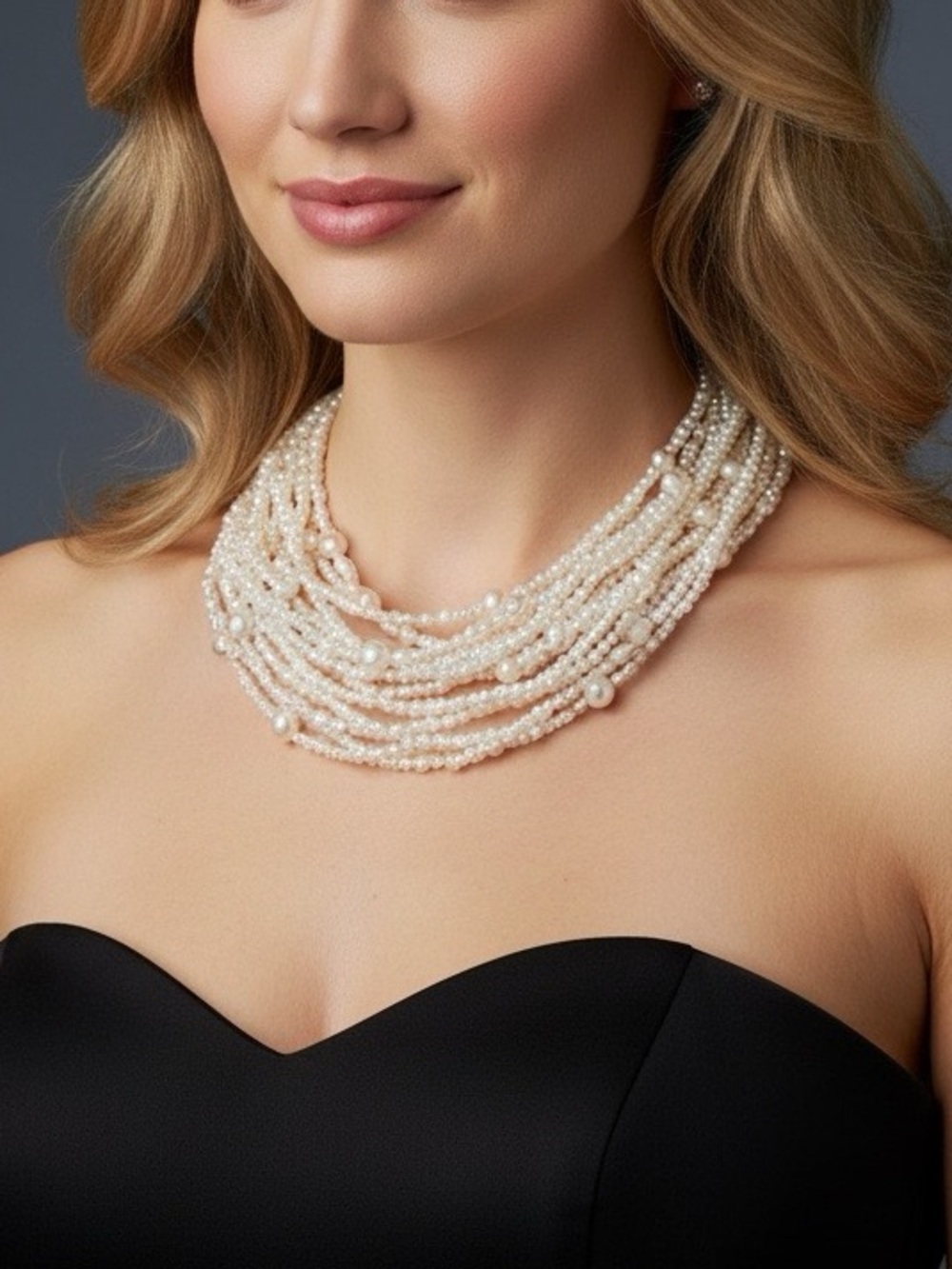 Silver Multi-Strand Freshwater Pearl Necklace